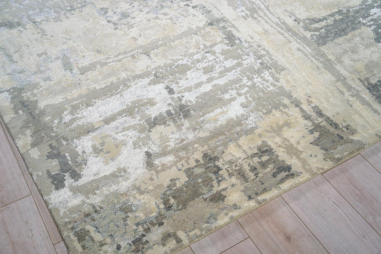Exquisite Rugs Luxury Laureno Hand-knotted Bamboo Silk 6318 Ivory/Gray 8' x 10' Area Rug