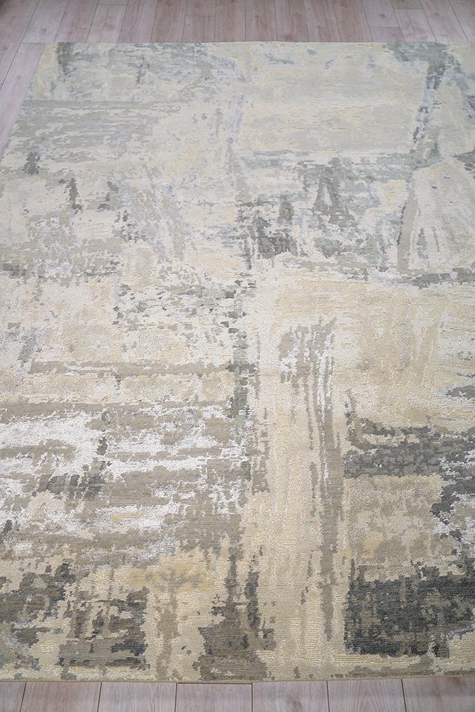 Exquisite Rugs Luxury Laureno Hand-knotted Bamboo Silk 6318 Ivory/Gray 8' x 10' Area Rug