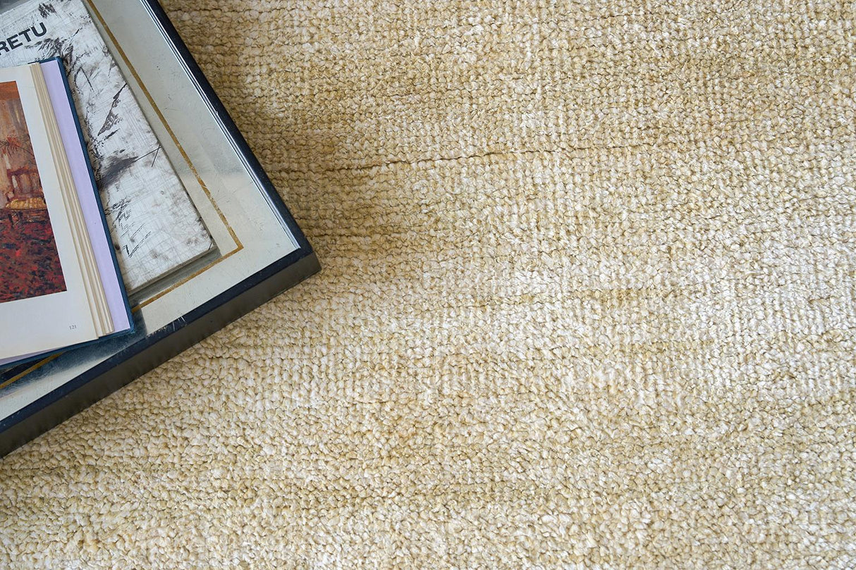 Exquisite Rugs Plush Hand-knotted Bamboo Silk/Wool 4633 Gold 10' x 14' Area Rug