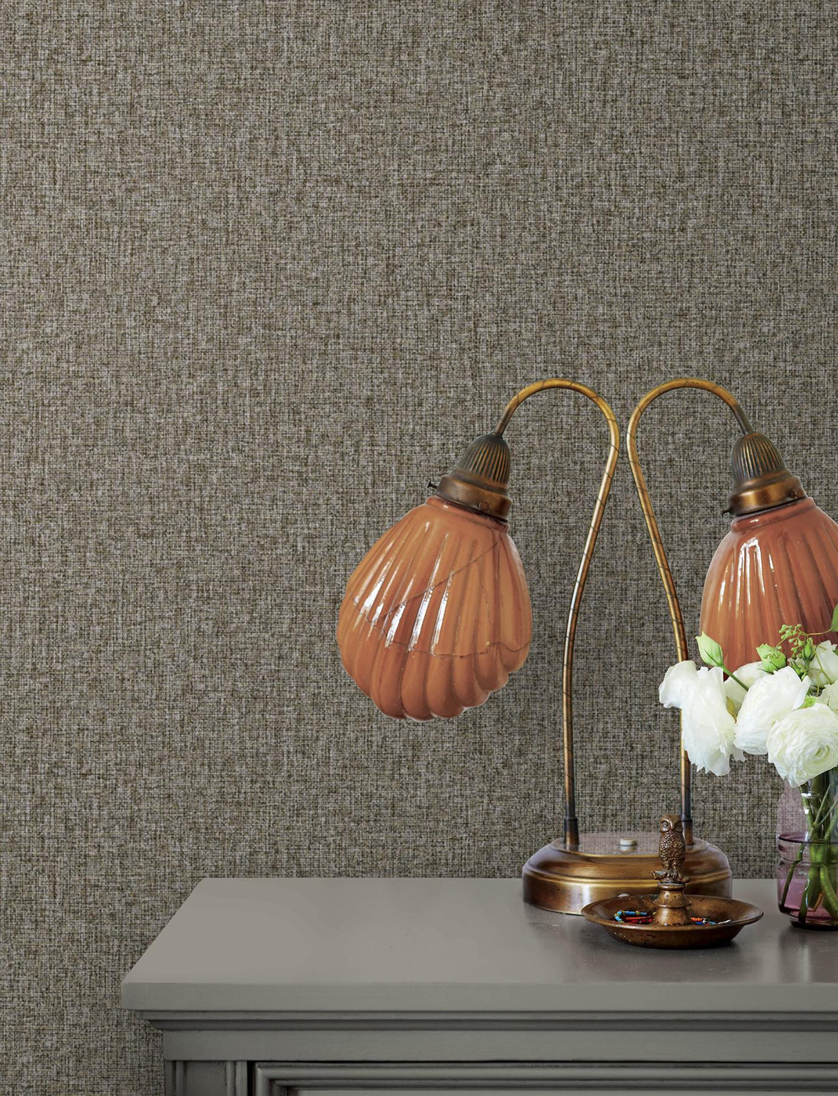 Brewster Home Fashions Halliday Espresso Faux Linen Wallpaper