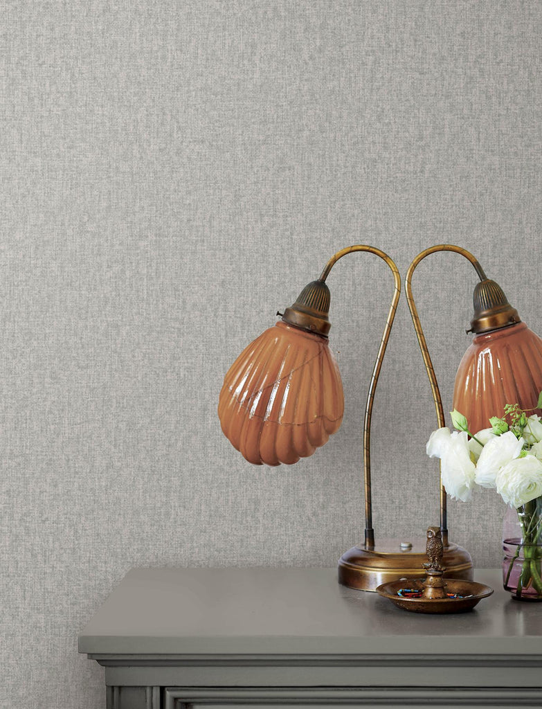 Brewster Home Fashions Halliday Grey Faux Linen Wallpaper