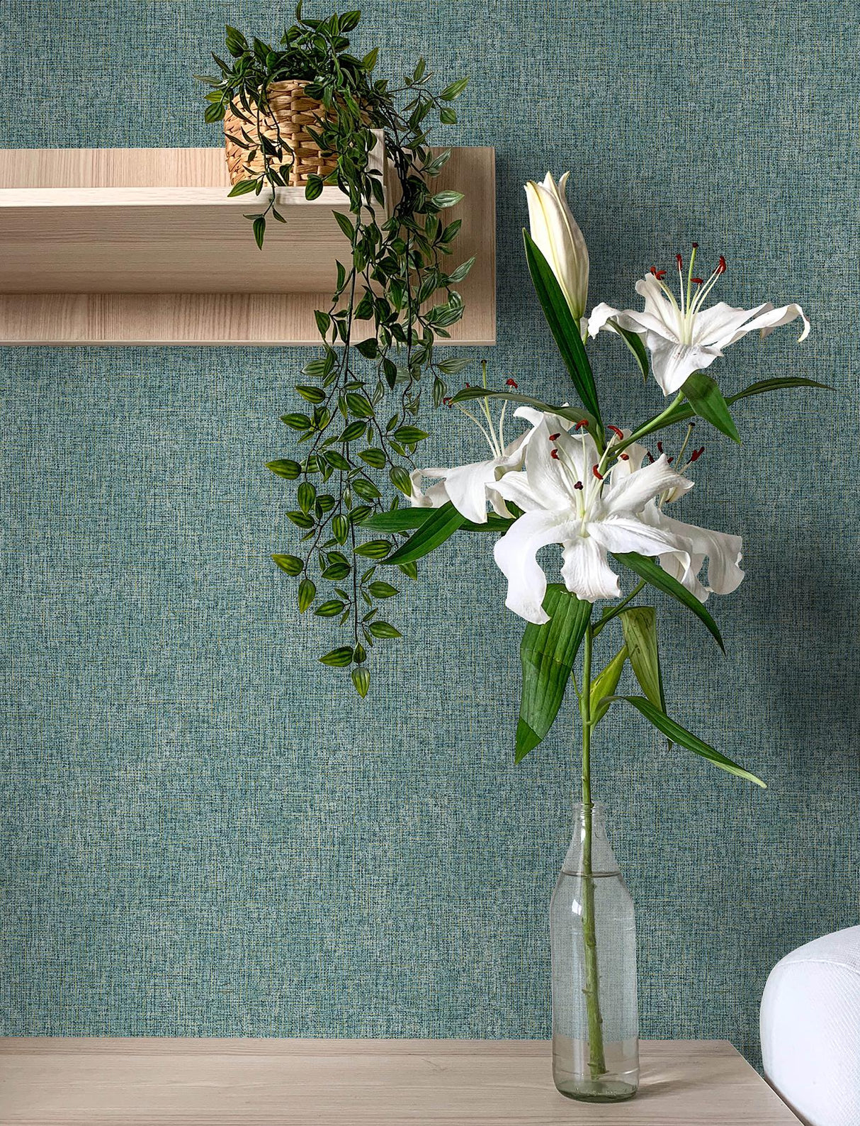 Brewster Home Fashions Buxton Blue Faux Weave Wallpaper