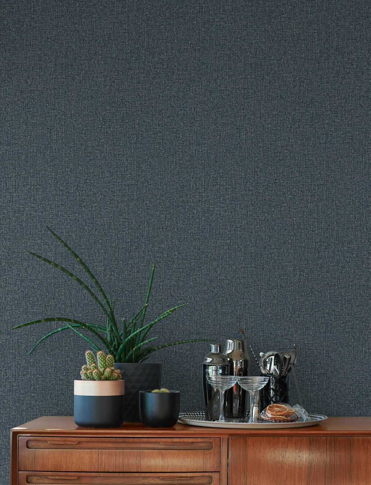 Brewster Home Fashions Hatton Dark Blue Faux Tweed Wallpaper