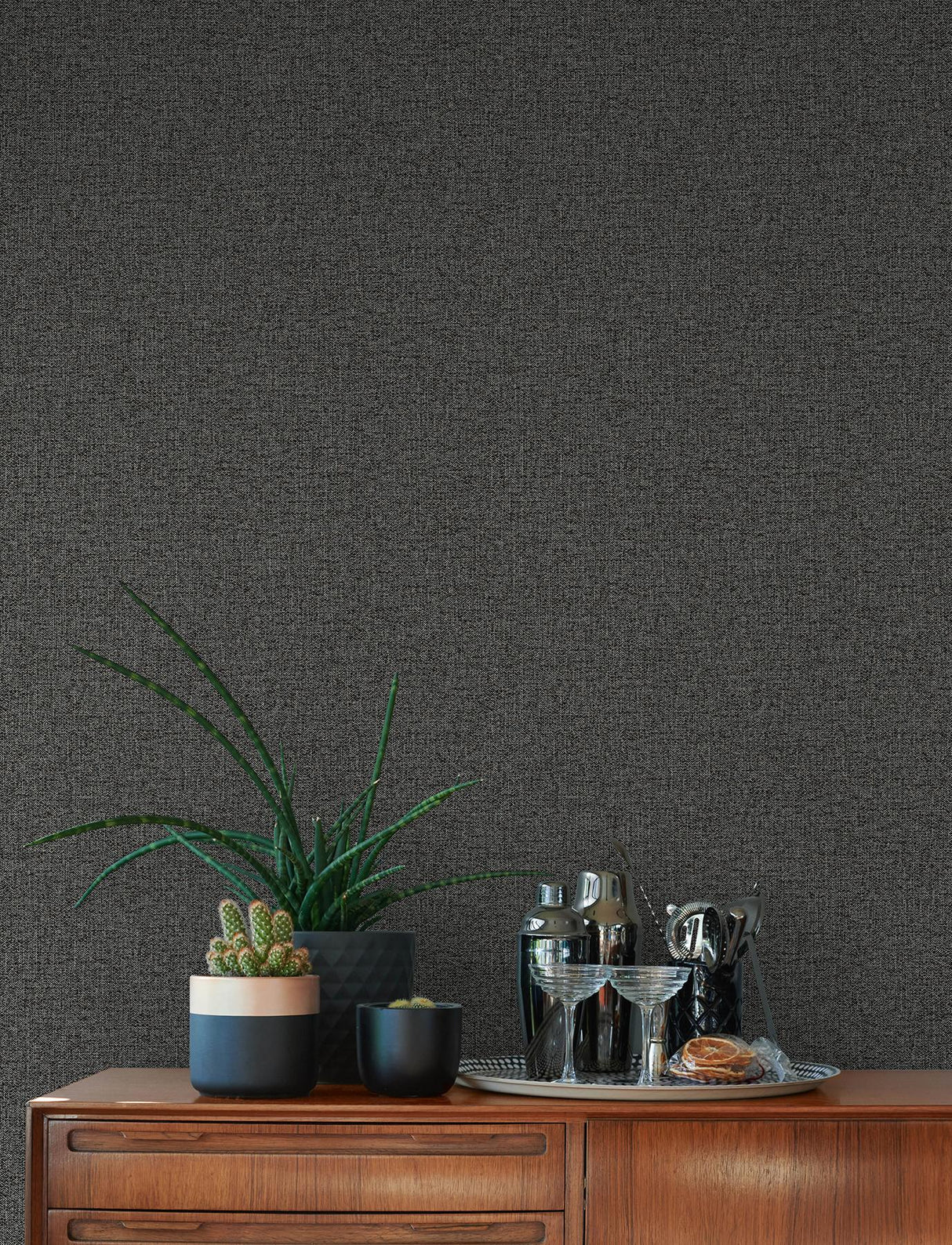 Brewster Home Fashions Hatton Black Faux Tweed Wallpaper