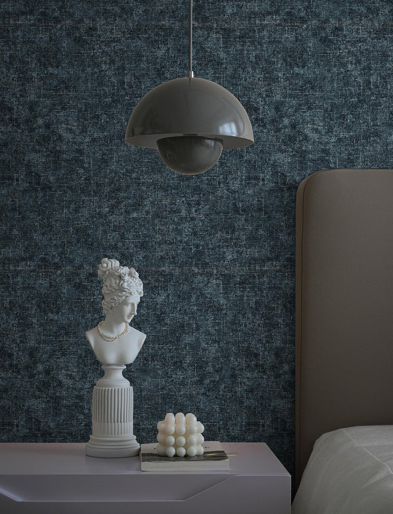 Brewster Home Fashions Beloit Indigo Shimmer Linen Wallpaper