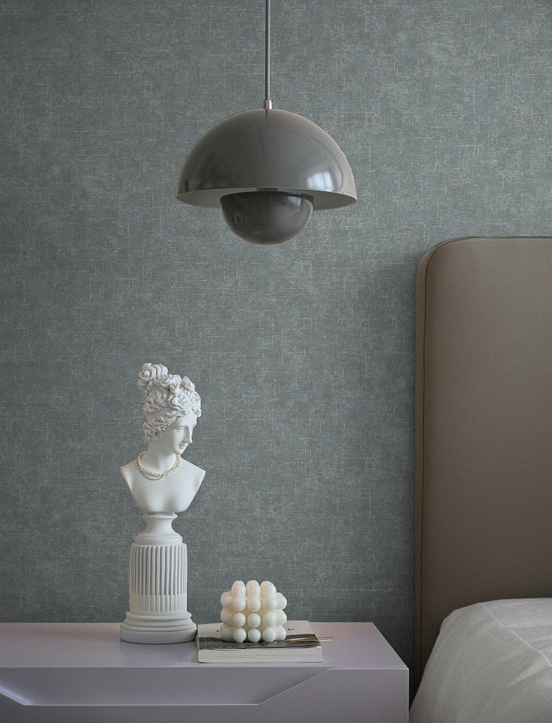 Brewster Home Fashions Beloit Dark Grey Shimmer Linen Wallpaper