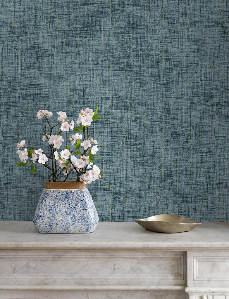 Brewster Home Fashions Glenburn Blue Woven Shimmer Wallpaper