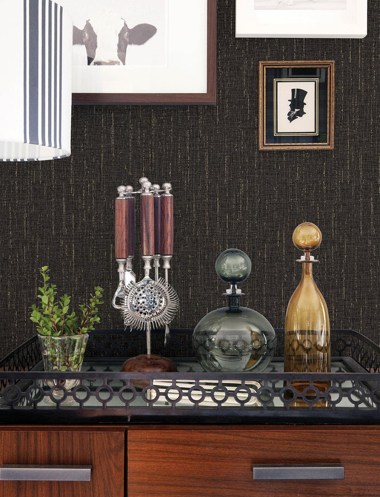 Brewster Home Fashions Sanburn Brown Metallic Linen Wallpaper