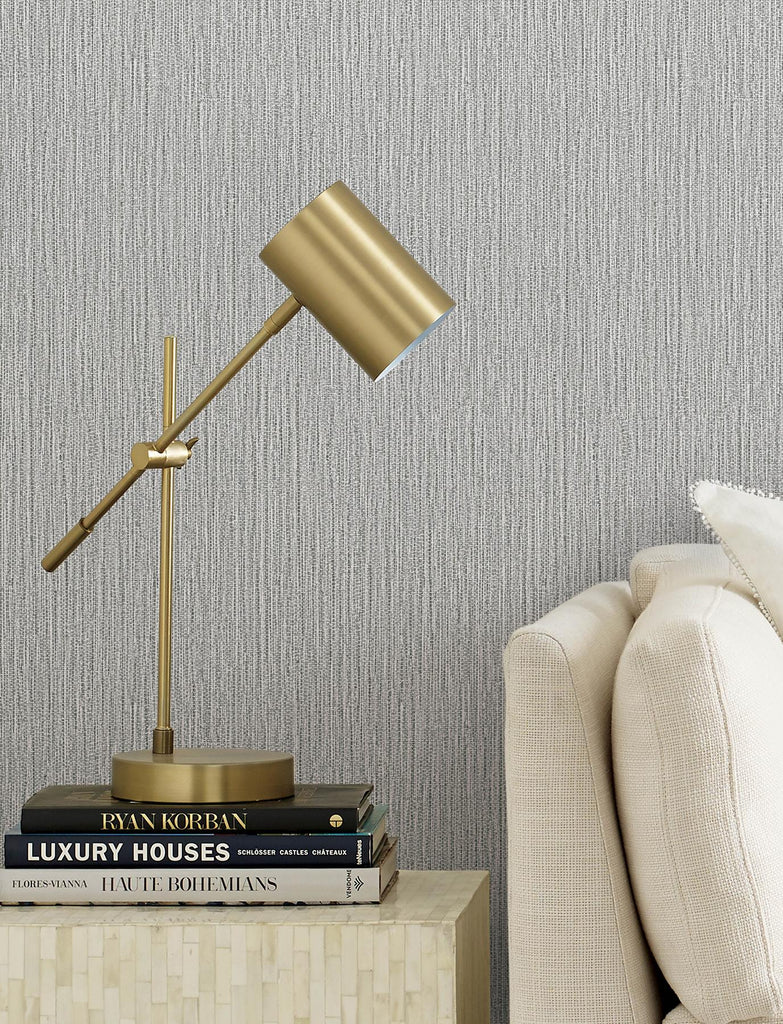Brewster Home Fashions Bowman Charcoal Faux Linen Wallpaper