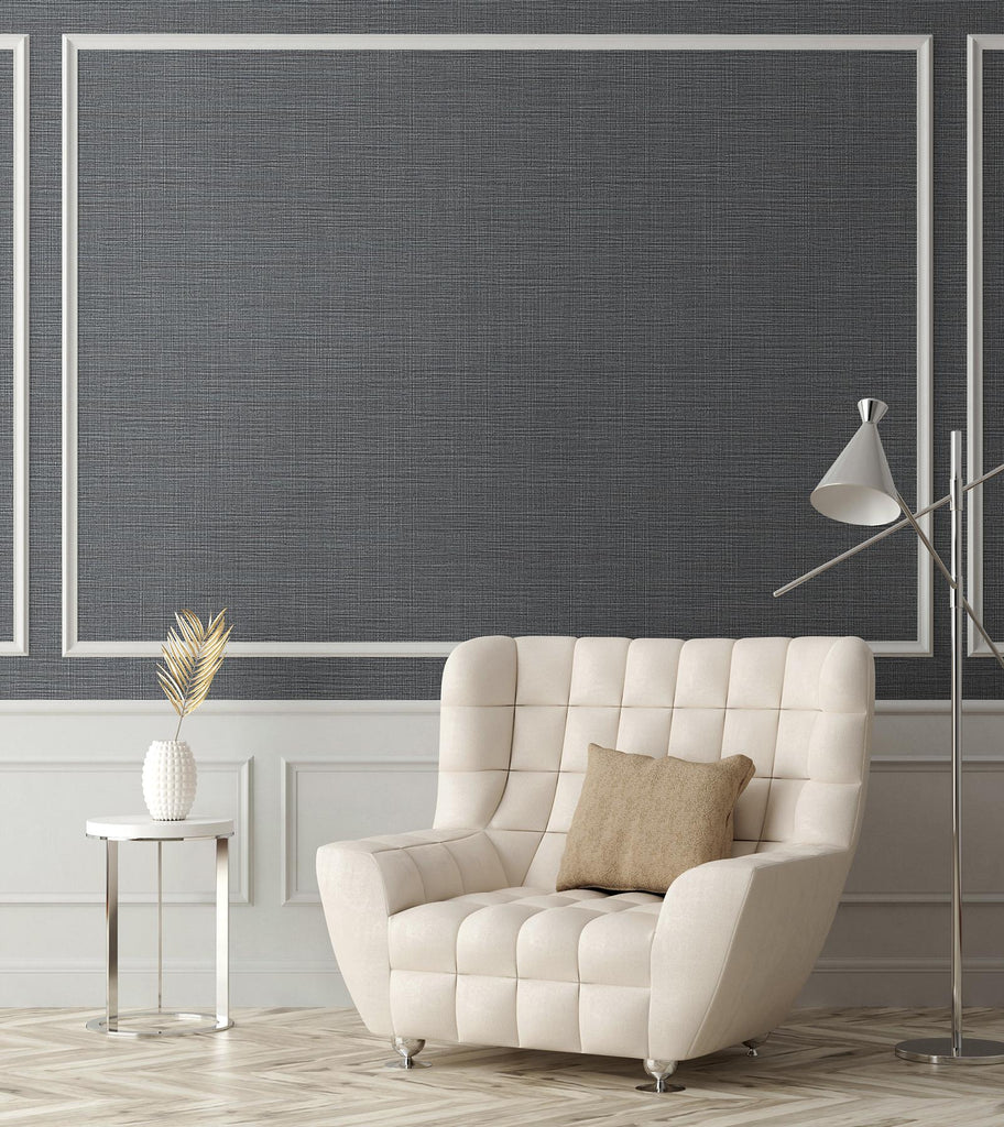 Brewster Home Fashions Premiere Charcoal Faux Linen Wallpaper