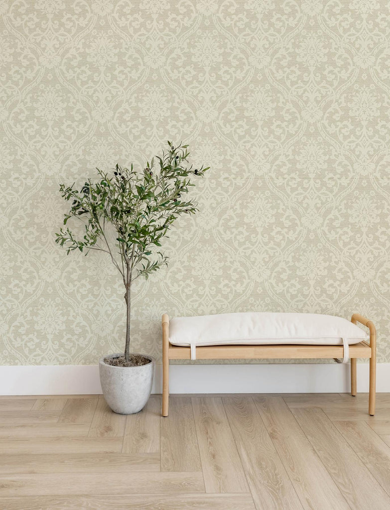 Brewster Home Fashions Evette Neutral Damask Wallpaper