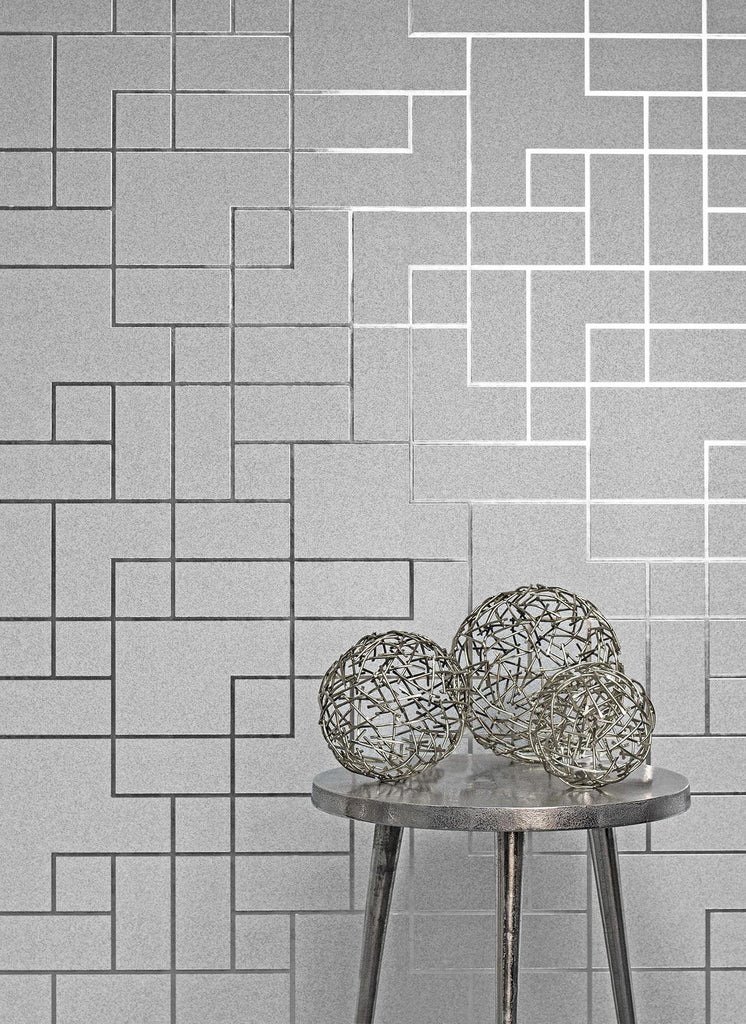 Brewster Home Fashions Nova Silver Geometric Wallpaper