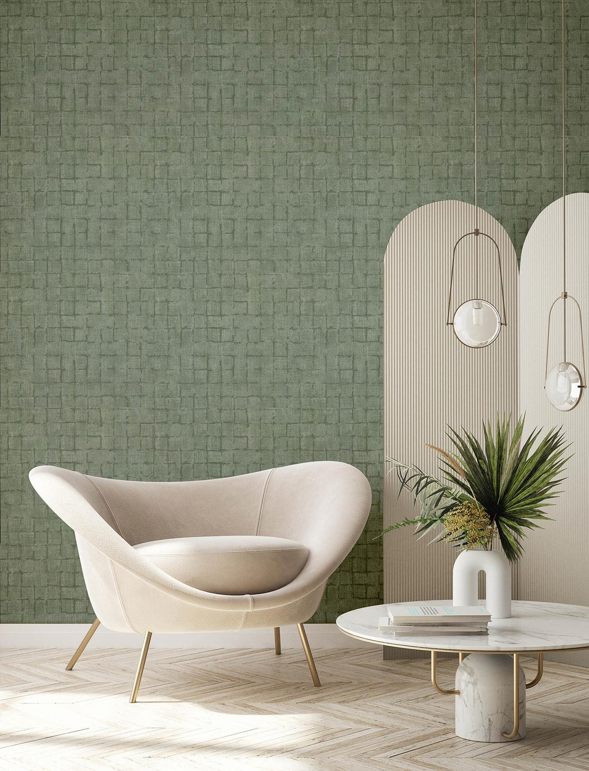 Brewster Home Fashions Blocks Sage Checkered Wallpaper