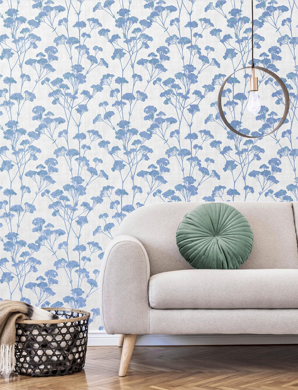 Brewster Home Fashions Sprig Blue Trail Wallpaper