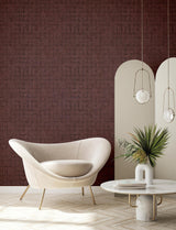 Brewster Home Fashions Blocks Burgundy Checkered Wallpaper