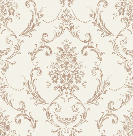 Brewster Home Fashions Glenda Copper Floral Damask Wallpaper