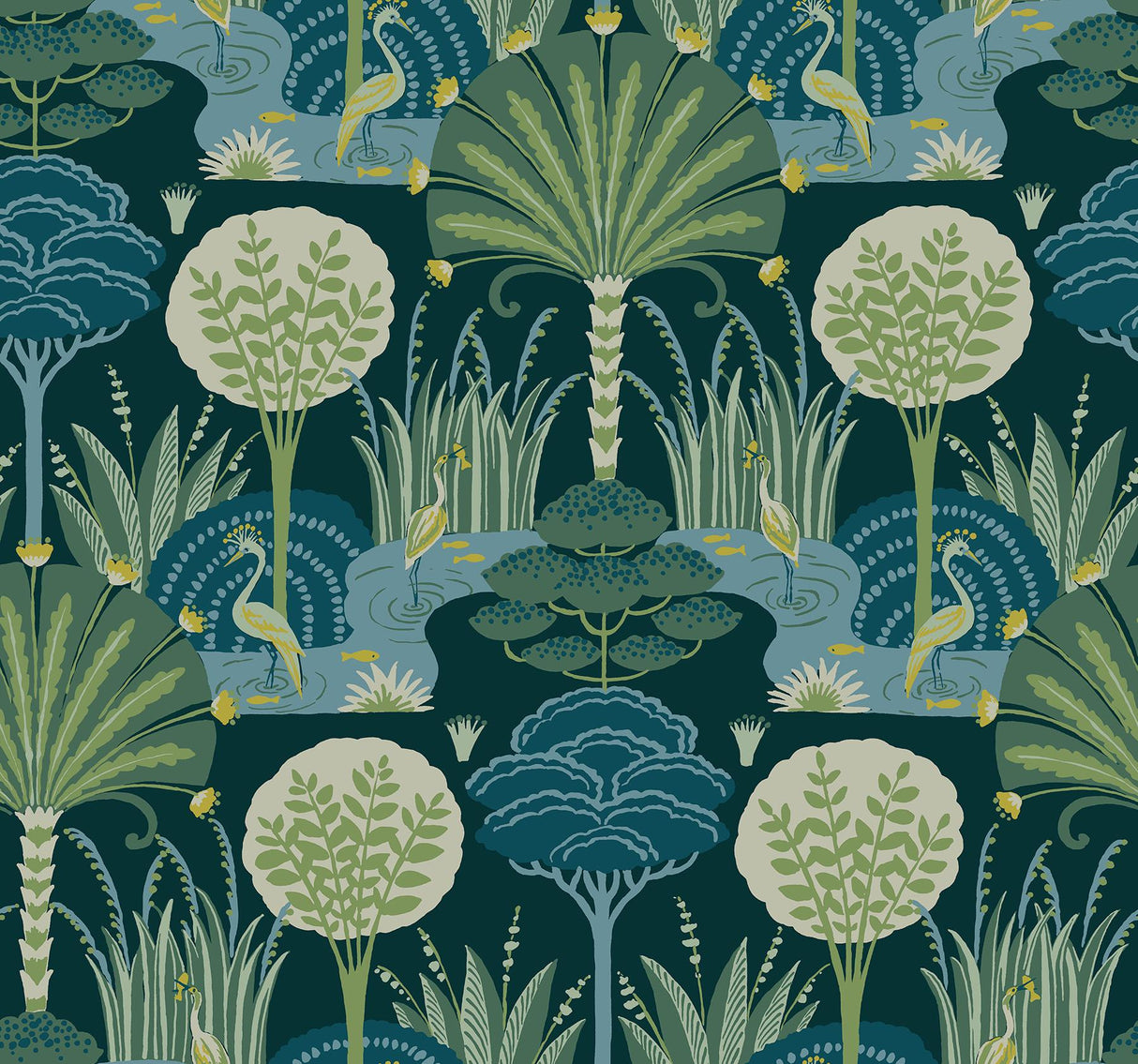 A-Street Prints Mandeville Teal Tropical Paradise Wallpaper by Scott Living