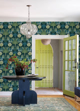 A-Street Prints Mandeville Teal Tropical Paradise Wallpaper by Scott Living