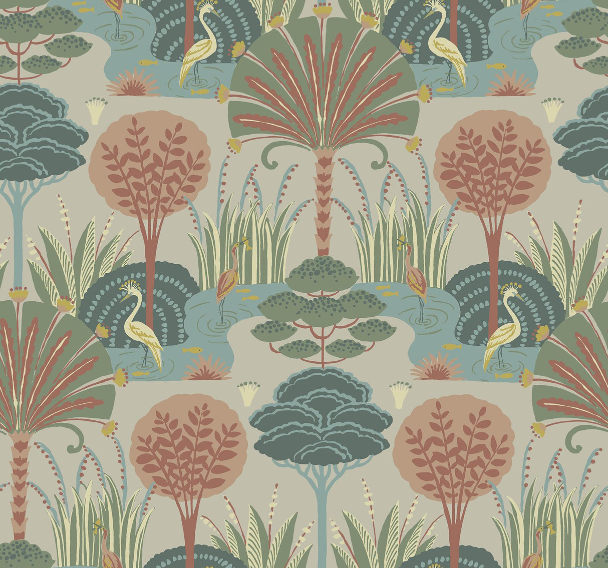A-Street Prints Mandeville Pastel Tropical Paradise Wallpaper by Scott Living