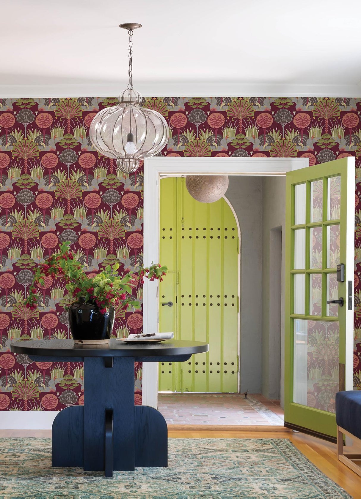 A-Street Prints Mandeville Raspberry Tropical Paradise Wallpaper by Scott Living