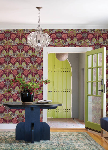 A-Street Prints Mandeville Raspberry Tropical Paradise Wallpaper by Scott Living