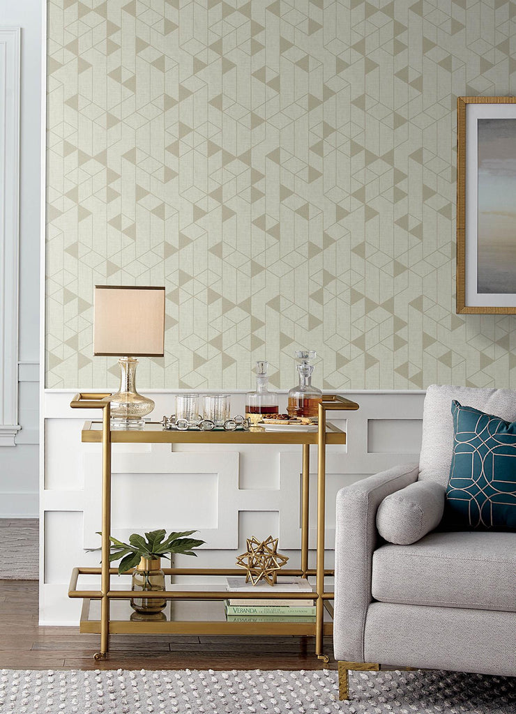 A-Street Prints Fairbank Champagne Linen Geometric Wallpaper by Scott Living