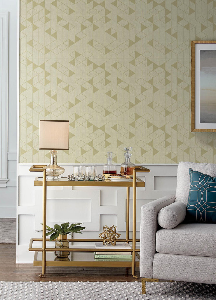A-Street Prints Fairbank Gold Linen Geometric Wallpaper by Scott Living