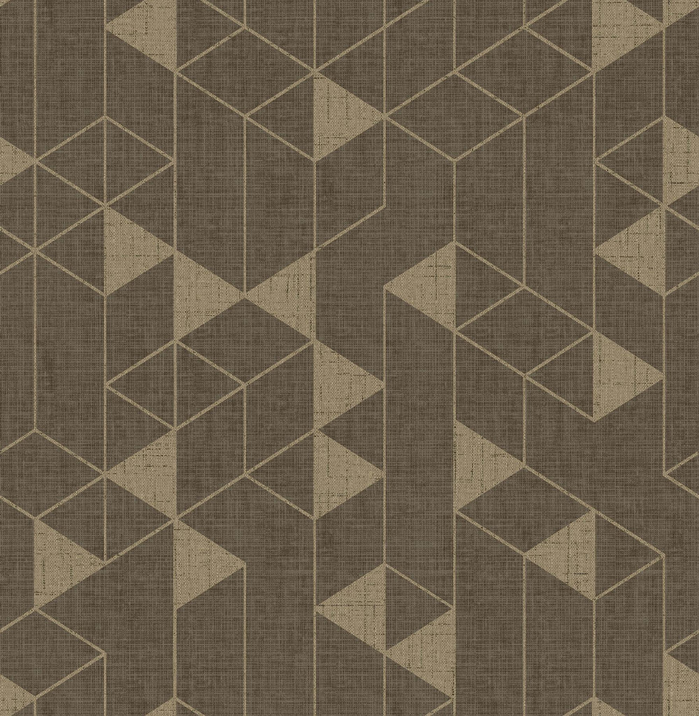 A-Street Prints Fairbank Chocolate Linen Geometric Wallpaper by Scott Living