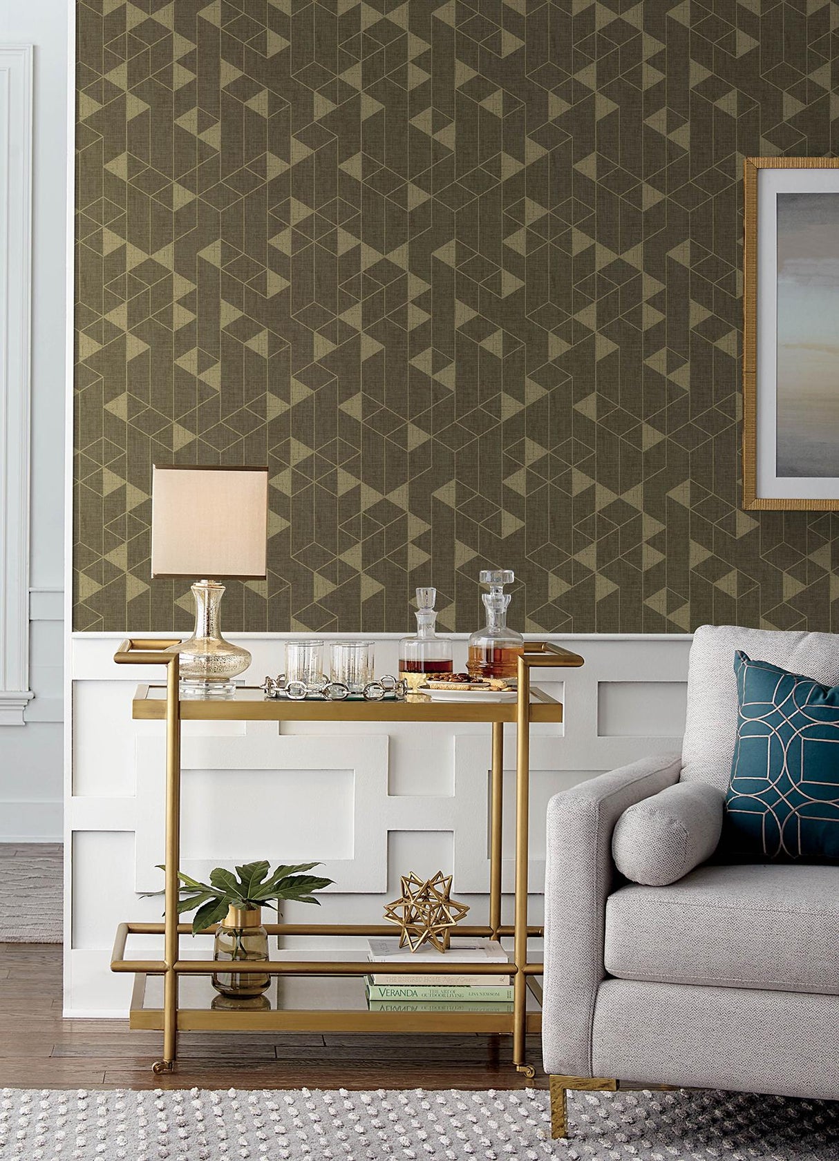 A-Street Prints Fairbank Chocolate Linen Geometric Wallpaper by Scott Living
