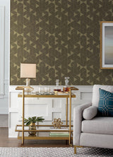 A-Street Prints Fairbank Chocolate Linen Geometric Wallpaper by Scott Living
