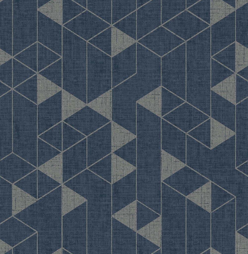 A-Street Prints Fairbank Navy Linen Geometric Wallpaper by Scott Living
