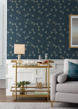 A-Street Prints Fairbank Navy Linen Geometric Wallpaper by Scott Living