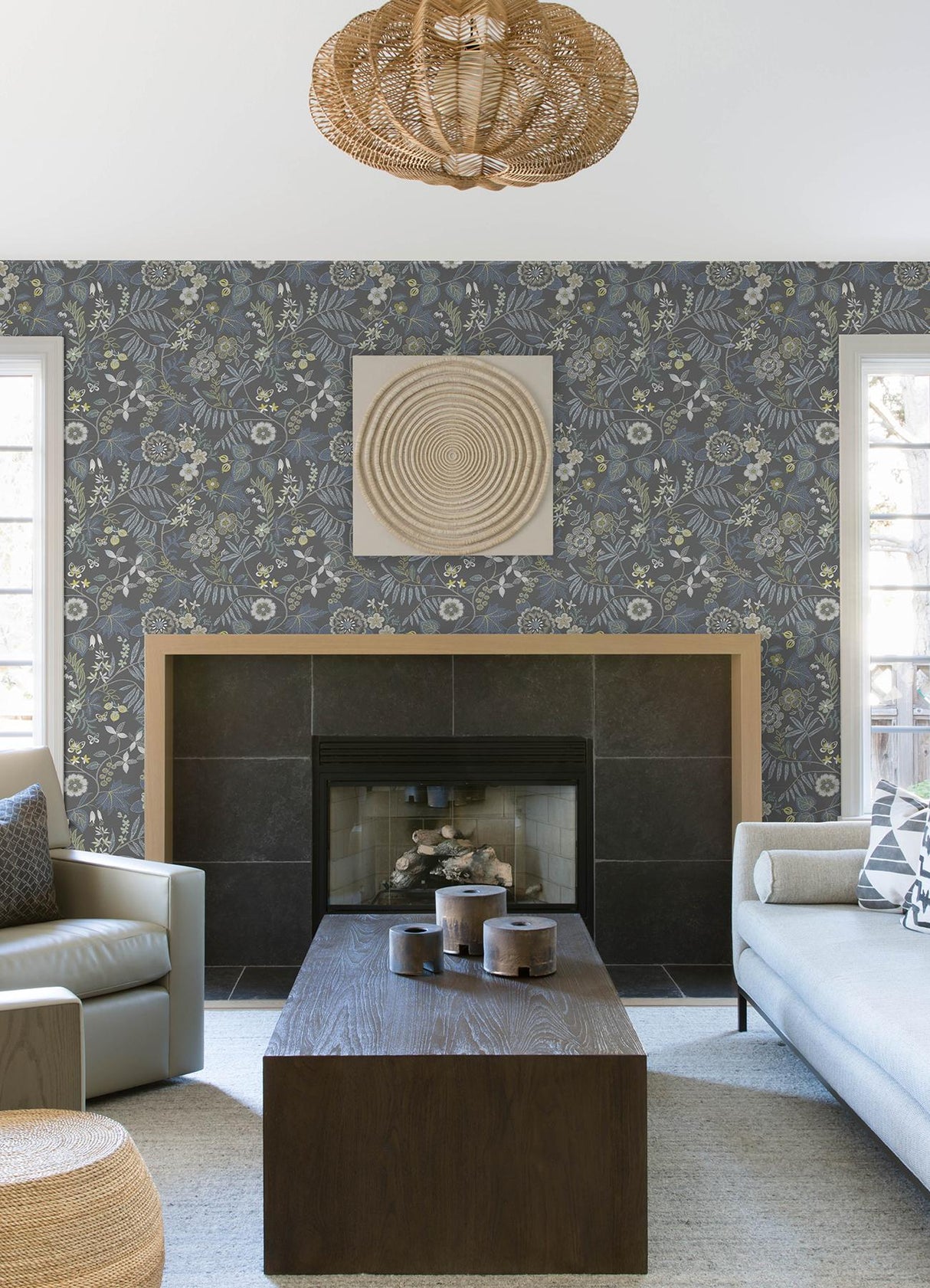 A-Street Prints Marilyn Light Grey Floral Trail Wallpaper by Scott Living