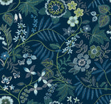 A-Street Prints Marilyn Dark Blue Floral Trail Wallpaper by Scott Living