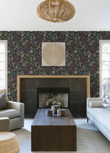 A-Street Prints Marilyn Black Floral Trail Wallpaper by Scott Living