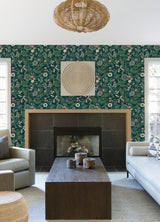 A-Street Prints Marilyn Green Floral Trail Wallpaper by Scott Living