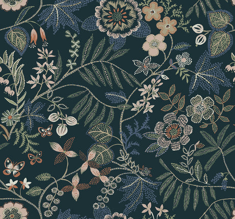 A-Street Prints Marilyn Sea Green Floral Trail Wallpaper by Scott Living