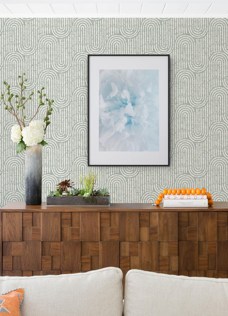 A-Street Prints Trippet Sage Zen Waves Wallpaper by Scott Living