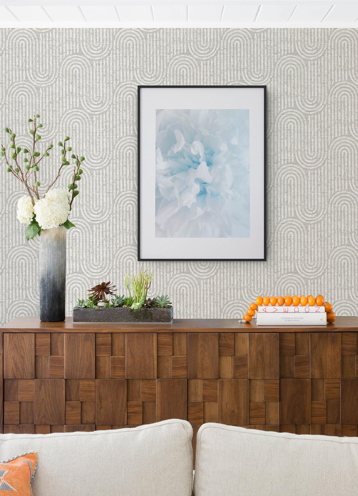 A-Street Prints Trippet Bone Zen Waves Wallpaper by Scott Living