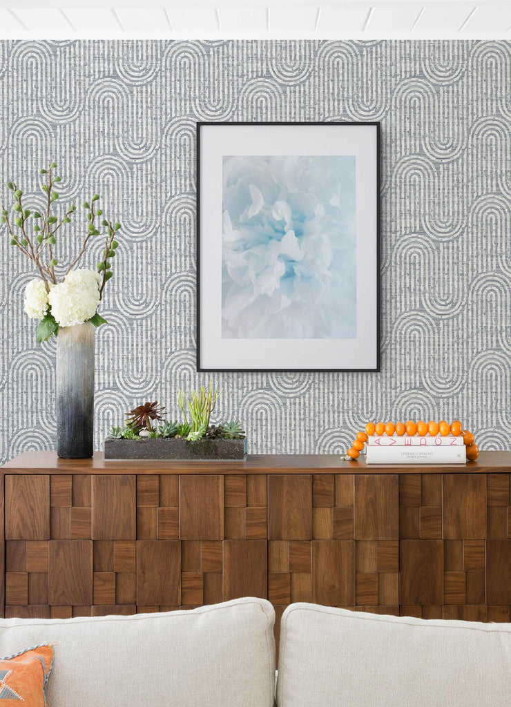 A-Street Prints Trippet Blue Zen Waves Wallpaper by Scott Living