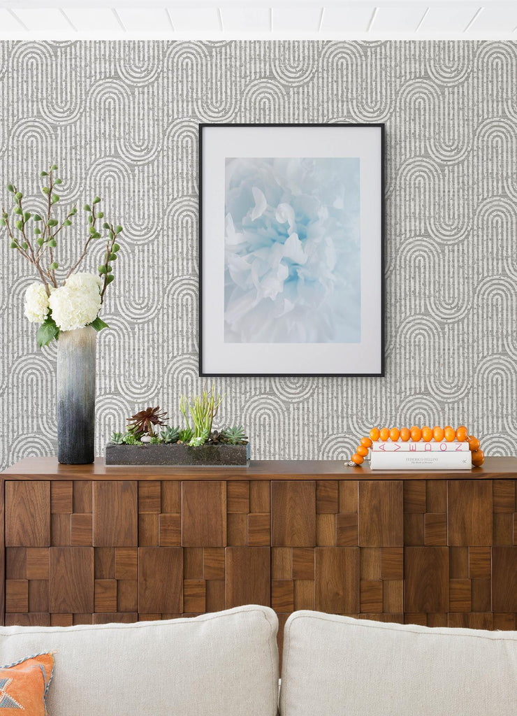 A-Street Prints Trippet Grey Zen Waves Wallpaper by Scott Living