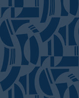 A-Street Prints Carter Indigo Geometric Flock Wallpaper by Scott Living