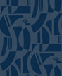 A-Street Prints Carter Indigo Geometric Flock Wallpaper by Scott Living