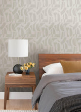 A-Street Prints Carter Cream Geometric Flock Wallpaper by Scott Living