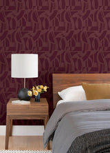 A-Street Prints Carter Burgundy Geometric Flock Wallpaper by Scott Living