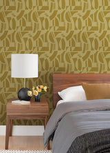 A-Street Prints Carter Gold Geometric Flock Wallpaper by Scott Living