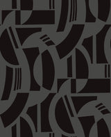 A-Street Prints Carter Black Geometric Flock Wallpaper by Scott Living