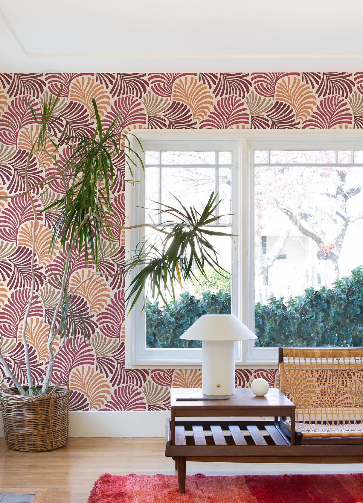 A-Street Prints Trousdale Raspberry Fanning Flora Wallpaper by Scott Living