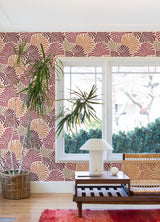 A-Street Prints Trousdale Raspberry Fanning Flora Wallpaper by Scott Living