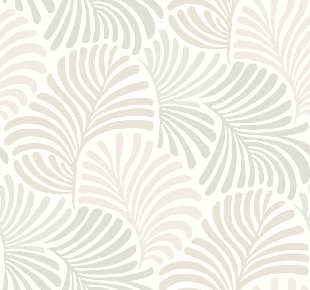 A-Street Prints Trousdale Neutral Fanning Flora Wallpaper by Scott Living